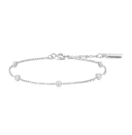  Starlit Drops - Schakelarmbanden - Zilver / Gerodineerd - Zirkonia - 18,5cm